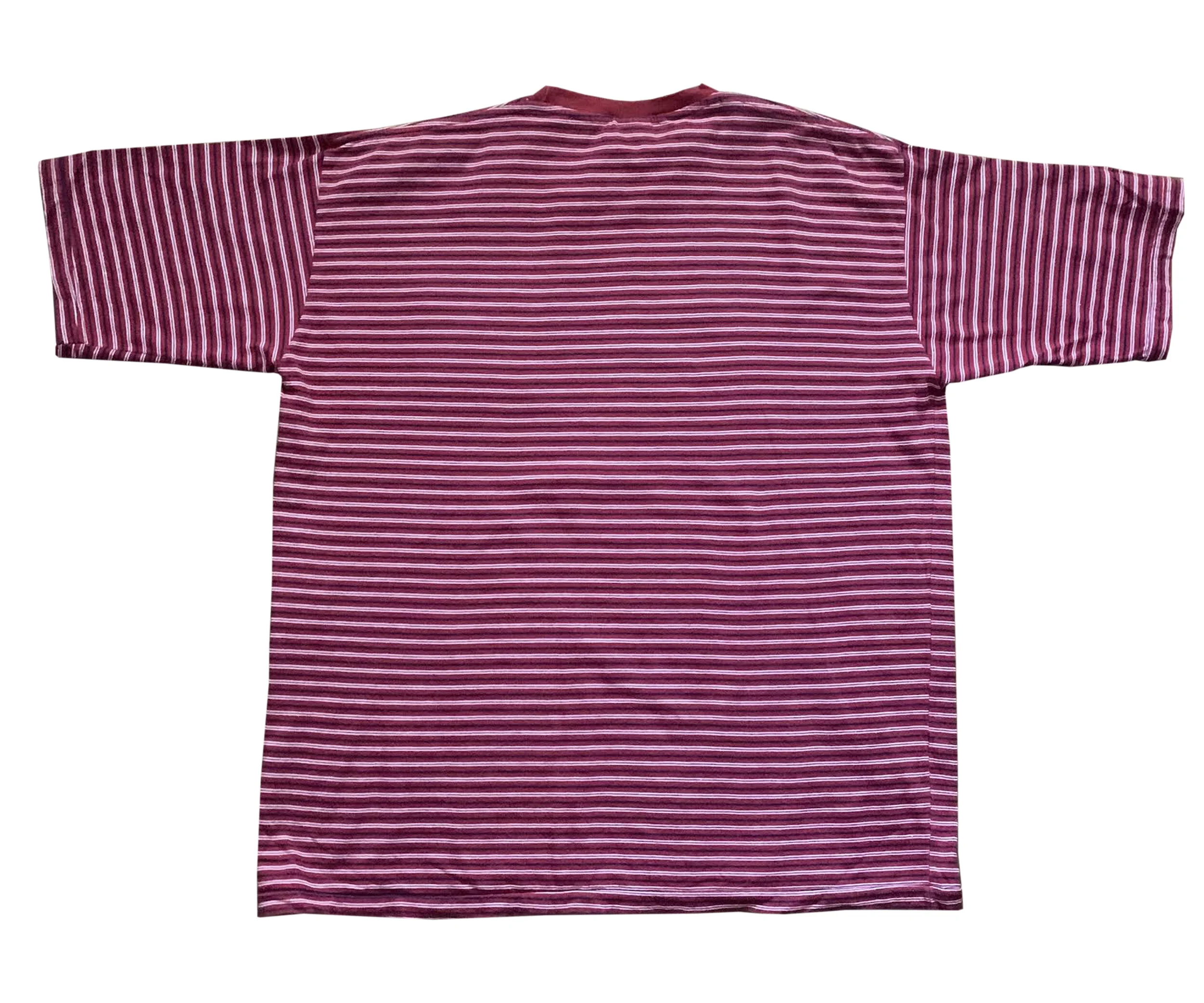 Vintage Stussy Red Striped Pocket T Shirt (Size XL) — RootsBK